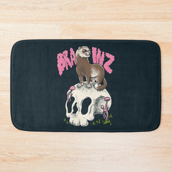 Item preview, Ferret - Brainz | Cute adorable furry creature ruthless killer Dook | Lowbrow art Vintage | forest woodlands cottagecore goblincore mushroom mushrooms fungus fungi plants plant vines animals animal designed and sold by Any Color Designs.