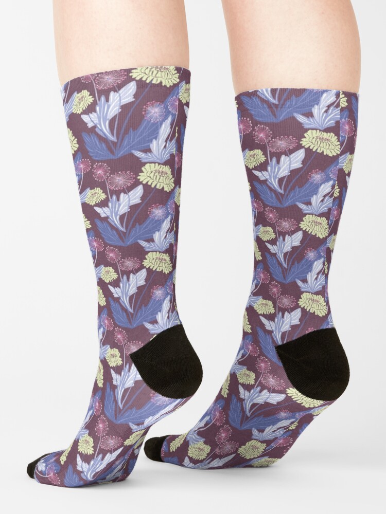Alternate view of Purple dandelions Socks