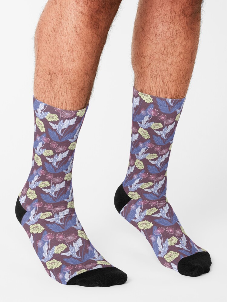 Alternate view of Purple dandelions Socks