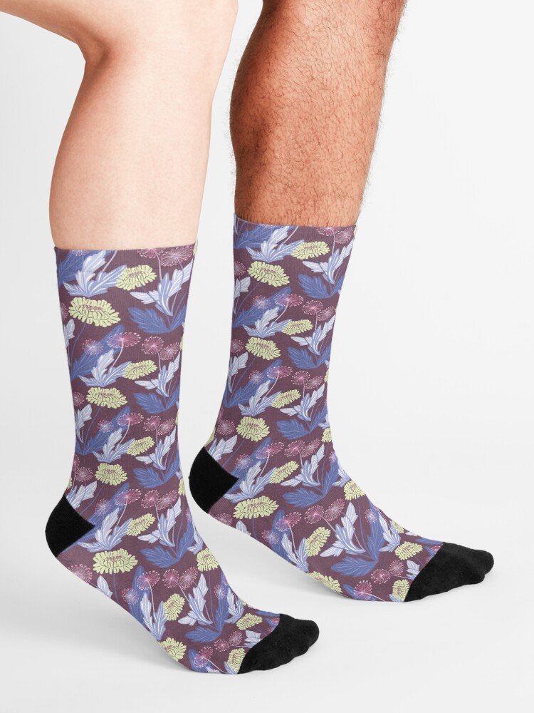 Alternate view of Purple dandelions Socks