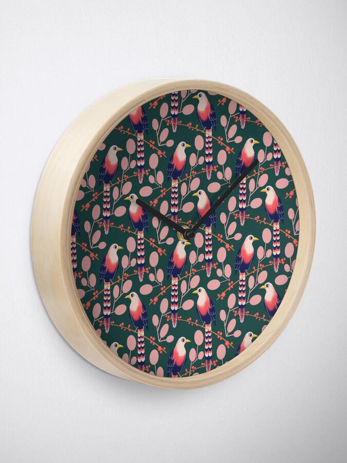 Alternate view of Like a bird on the branch (dark green) Clock