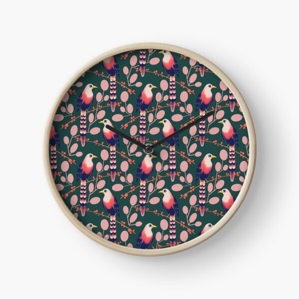 Like a bird on the branch (dark green) Clock