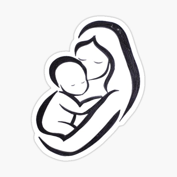 Paper Quilling Baby and Mom Portrait Sticker