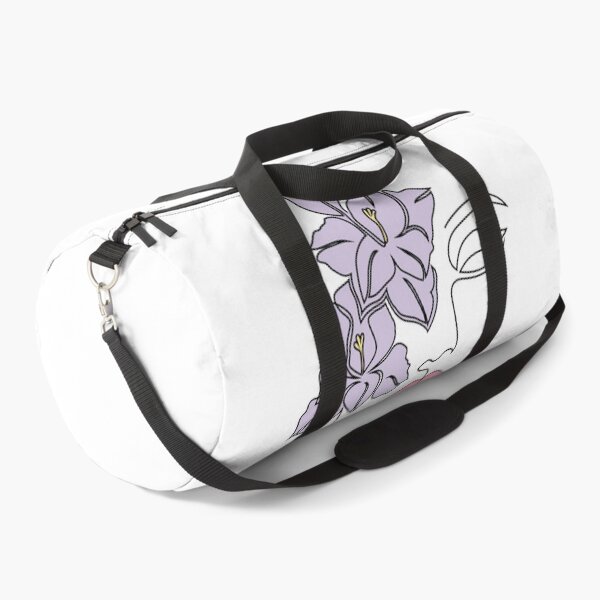 One Line Art Flowers and woman Duffle Bag