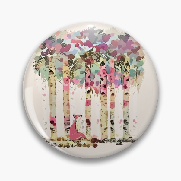 Item preview, Forest, autumn is coming,fox and birchs pink colorfull watercolor style designed and sold by Collagedream.