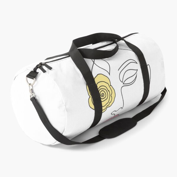 One Line Art Flowers and Woman Duffle Bag