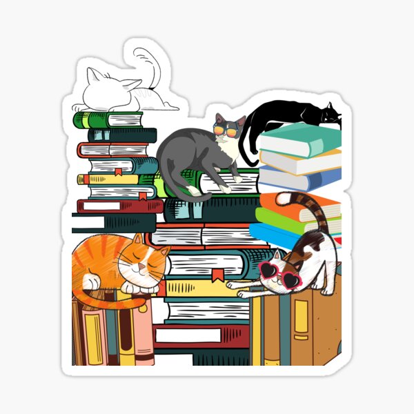 Reading Cat With Books Stickers for Kindle Case, Cat Stickers for Water  Bottle, Cute Christmas Gifts for Book Lovers, Cat Gifts for Women 