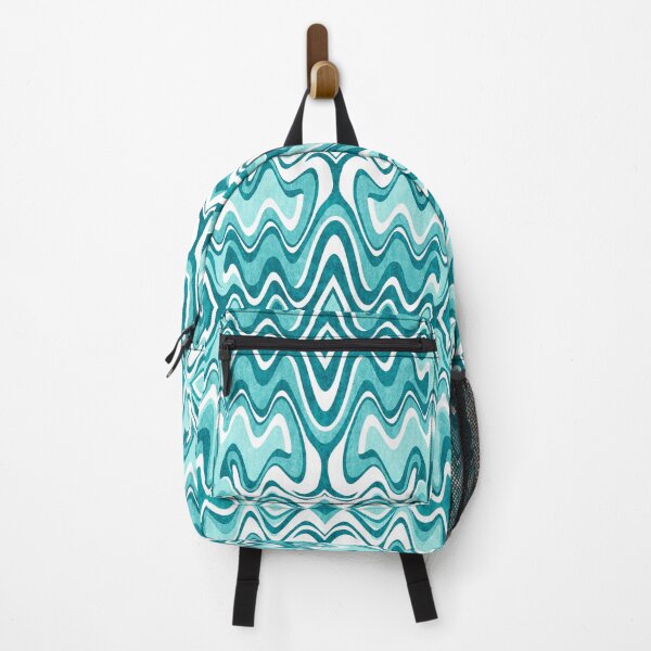 Item preview, Textured Abstract Mid Century Modern Liquid Waves // Turquoise, Aqua Blue, Caribbean Blue, Sky Blue, White // Version 2 designed and sold by Elsy's Art.