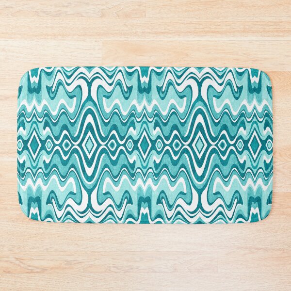 Item preview, Textured Abstract Mid Century Modern Liquid Waves // Turquoise, Aqua Blue, Caribbean Blue, Sky Blue, White // Version 2 designed and sold by Elsy's Art.