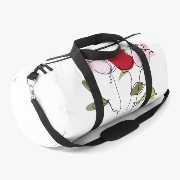 One Line Art Flowers and woman Duffle Bag