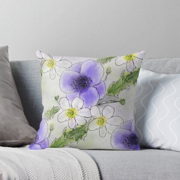 Item preview, Whimsical Purple and White Anemones designed and sold by Clare Walker.