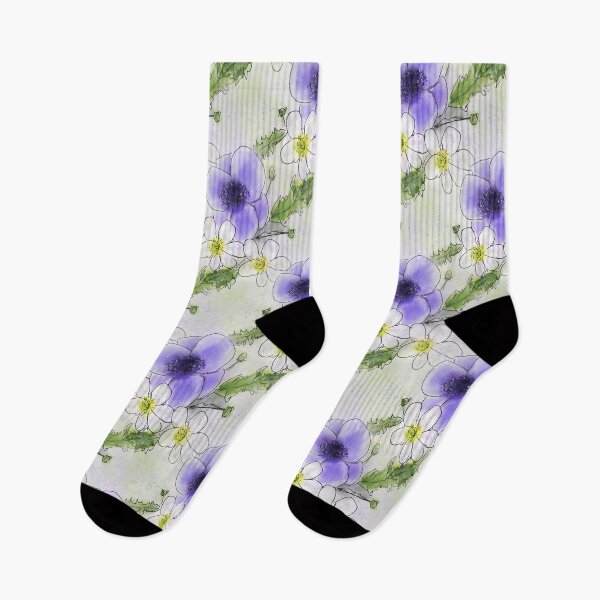 Item preview, Whimsical Purple and White Anemones designed and sold by Clare Walker.