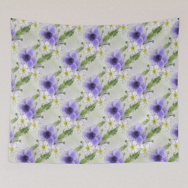 Item preview, Whimsical Purple and White Anemones designed and sold by Clare Walker.