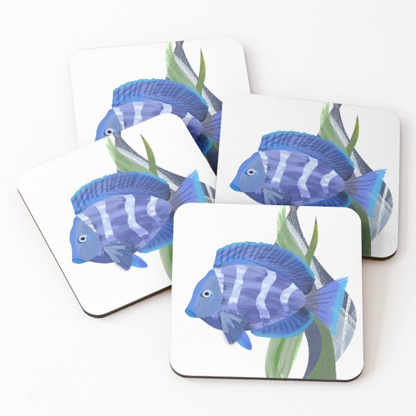 Item preview, Bright blue tropical fish watercolor illustration - Caroline Laursen Original designed and sold by Caroline Laursen.
