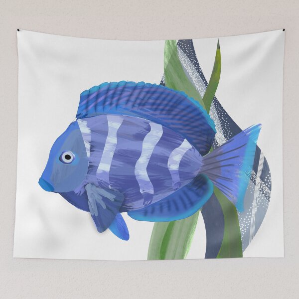Item preview, Bright blue tropical fish watercolor illustration - Caroline Laursen Original designed and sold by Caroline Laursen.