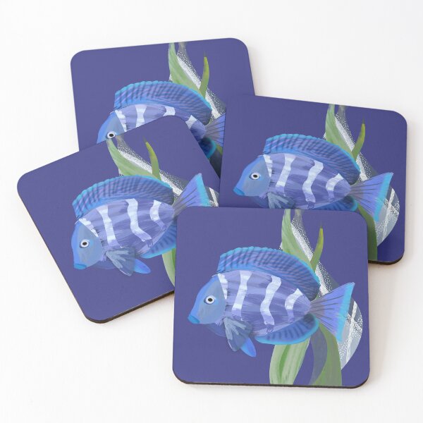 Item preview, Bright blue tropical fish watercolor illustration - Caroline Laursen Original designed and sold by Caroline Laursen.