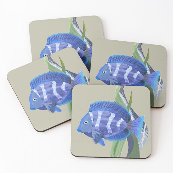 Item preview, Bright blue tropical fish watercolor illustration - Caroline Laursen Original designed and sold by Caroline Laursen.