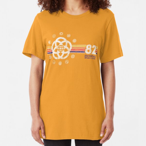 EPCOT Center Vintage Style Distressed Pavilion Logos Slim Fit T-Shirt