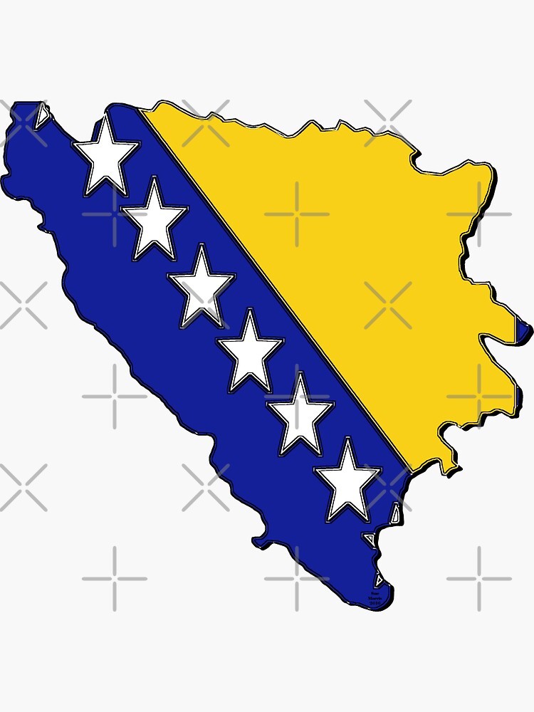 Bosnia and Herzegovina Map With Bosnian Herzegovinian Flag | Sticker