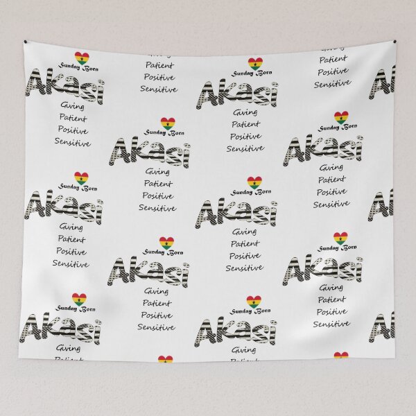 Item preview, Sunday Born Ghanaian Female Name 'Akasi' in black and white designed and sold by WhoWeAre.