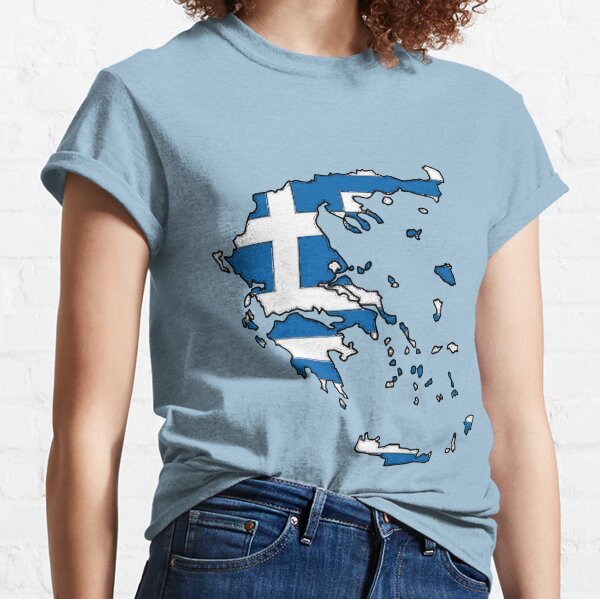 Greece Map With Greek Flag Classic T-Shirt