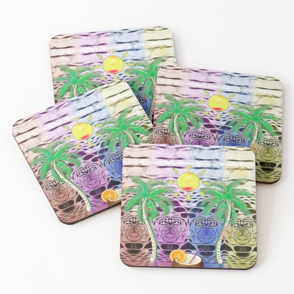 Item preview, Summer feeling - cocktail under palm trees. colorful mixed media design designed and sold by kikidu21.