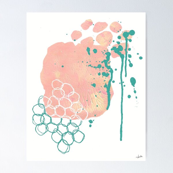Item preview, Acrylic Minimalist Coral Teal Painting designed and sold by AEIZLITA N.