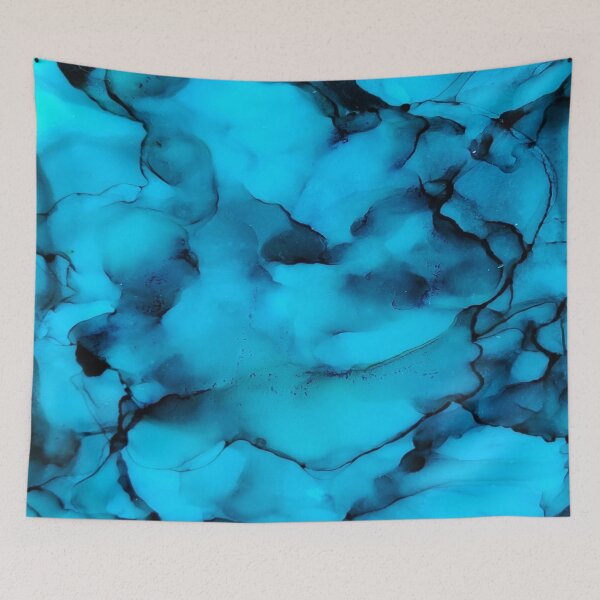 Item preview, Alcohol Ink Abstract Turquoise Night designed and sold by Jean-Marie-Art.