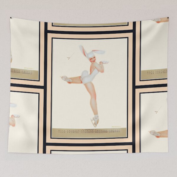 Item preview, Skating Snow Bunny 1947 Pin-up Girl Calendar Illustration by George Petty Pin-up Girl Vintage Artwork designed and sold by Xzendor7 Digital Art Creations.