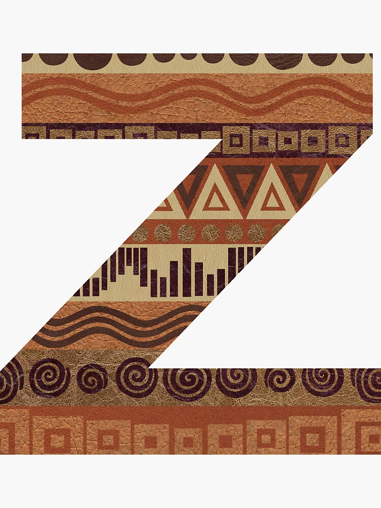 "Letter Z Leather Look Pattern Tribal Ethnic Monogram Initial" Sticker ...