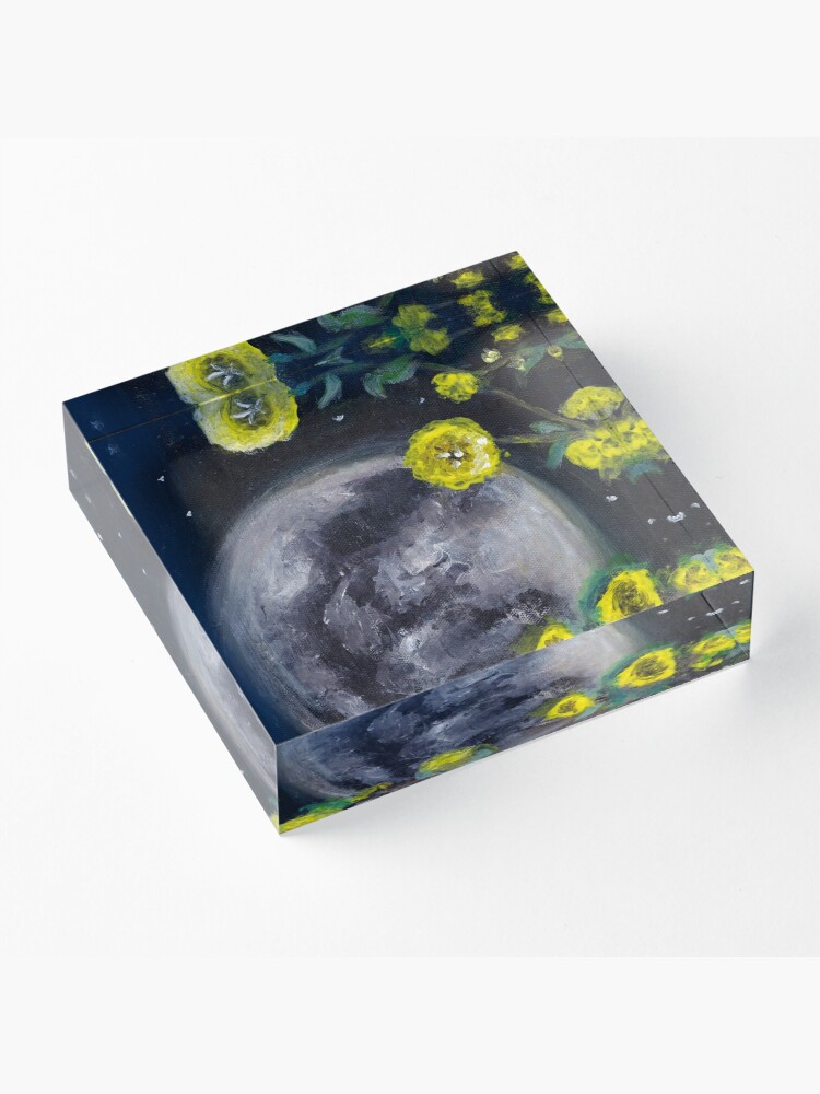 Alternate view of Moon & Flowers Acrylic Block