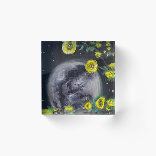 Moon & Flowers Acrylic Block