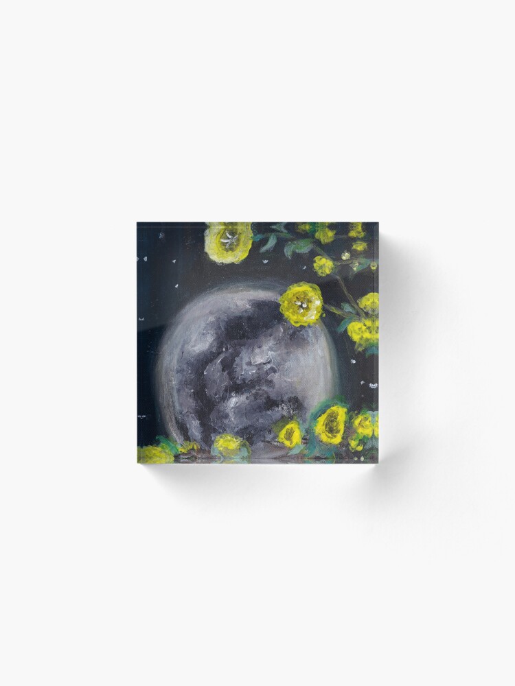 Alternate view of Moon & Flowers Acrylic Block