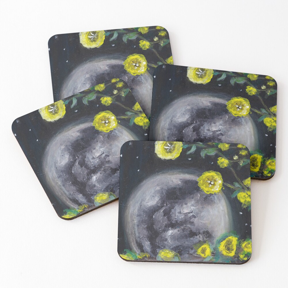 Moon & Flowers Coasters (Set of 4)