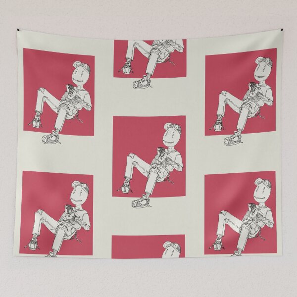 Item preview, Smiley head link drawing with red square designed and sold by CarolynHunter.