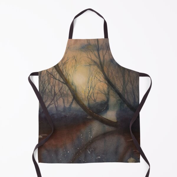 Item preview, Sunset shadows, a dream view of the sun setting and reflections of trees on the calm water of our small local river. Watercolour landscape - designed and sold by Einar Aasen.
