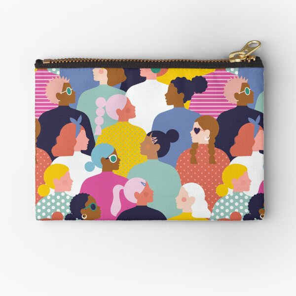 Colorful feminist pattern of women together Zipper Pouch