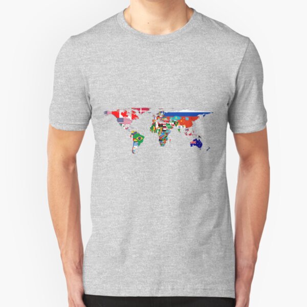 The World Flag Map Slim Fit T-Shirt