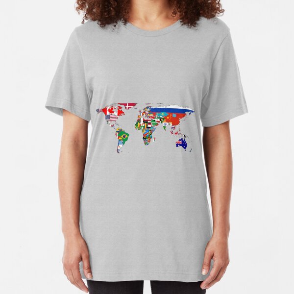 The World Flag Map Slim Fit T-Shirt