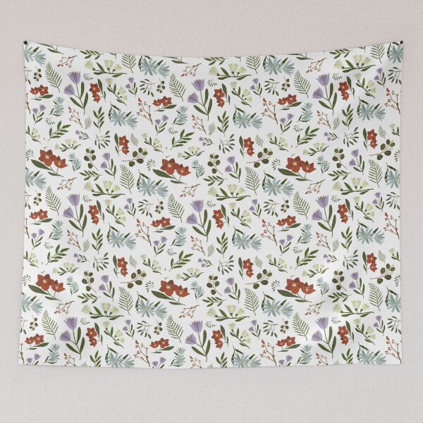 Item preview, Floral Pattern of flowers and leaves in muted tones designed and sold by Happy Puppy Print On Demand.