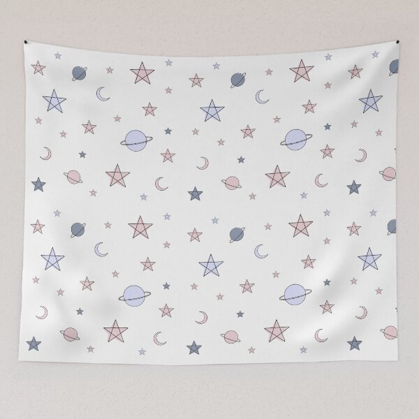 Item preview, Pastel Star, Moon and Planet Doodles  designed and sold by hydrEAU.