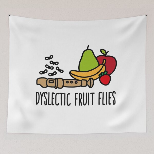 Item preview, Dyslexic fruit flies dyslexia reading disorder pun designed and sold by LaundryFactory.