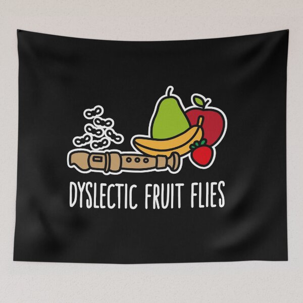 Item preview, Dyslexic fruit flies, funny dyslexia humor flute designed and sold by LaundryFactory.