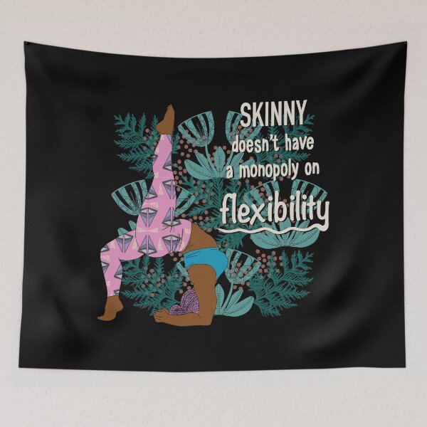 Item preview, Skinny doesn’t have a monopoly on flexibility, fat yoga body positivity yoga pose black designed and sold by Melanie-Palmer.