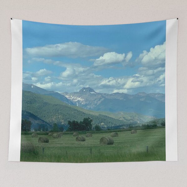 Item preview, Hay Bales in a Field with Mountains designed and sold by dm-md-iii.