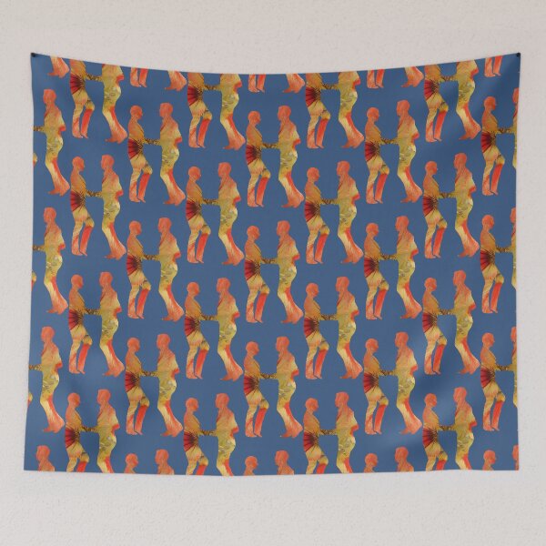 Item preview, Silhouette of dancing couple, filled with part of the flower nasturtium designed and sold by HKathPrint.