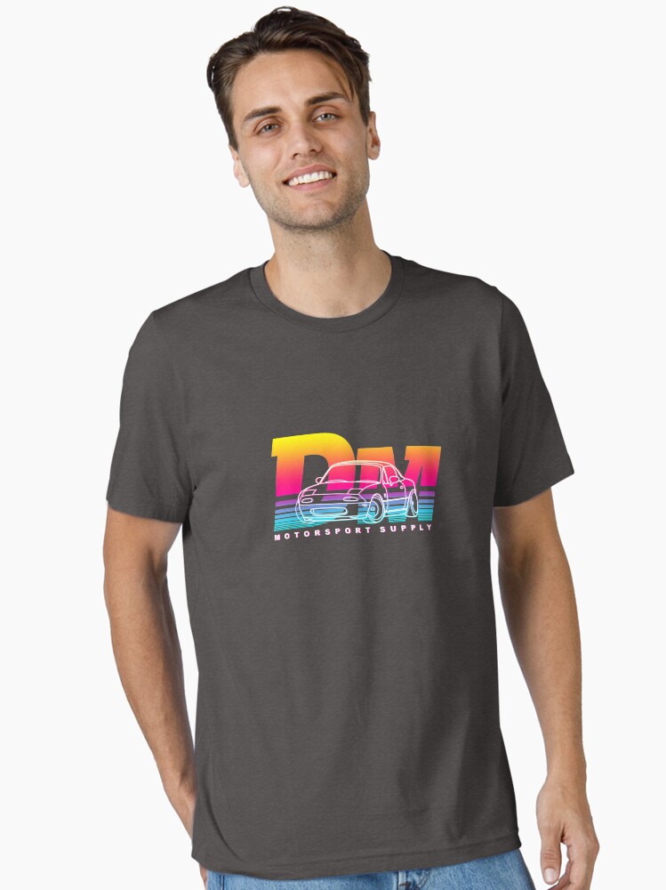 Thumbnail 1 of 7, Essential T-Shirt, Sliding into DMs Retro Miami Japanese Roadster Sports Car designed and sold by driftmerch.
