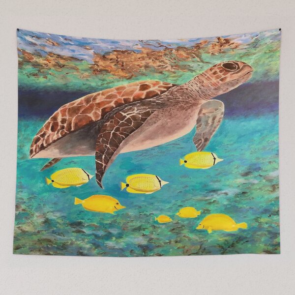 Item preview, Sea Turtle and Yellow Tangs designed and sold by DianeAWilkins.