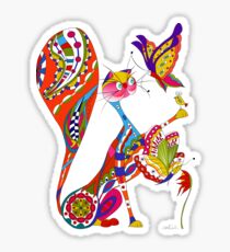 Cat and two butterflies Sticker