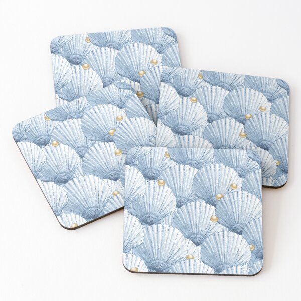 Item preview, Seashells Pearl Treasure - Country Blue + Gold designed and sold by L Diane Johnson.